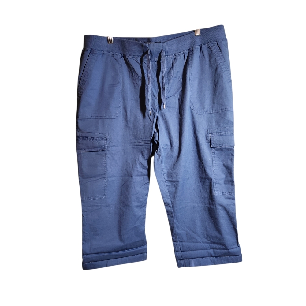 Chaps Blue Cargo Capri Pants, sz XL
